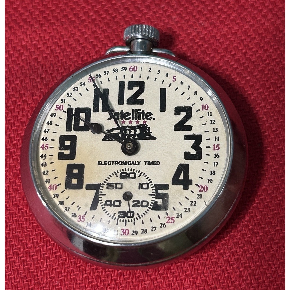 Vintage Satellite Train Railroad Mechanical Wind Up Pocket Watch Read